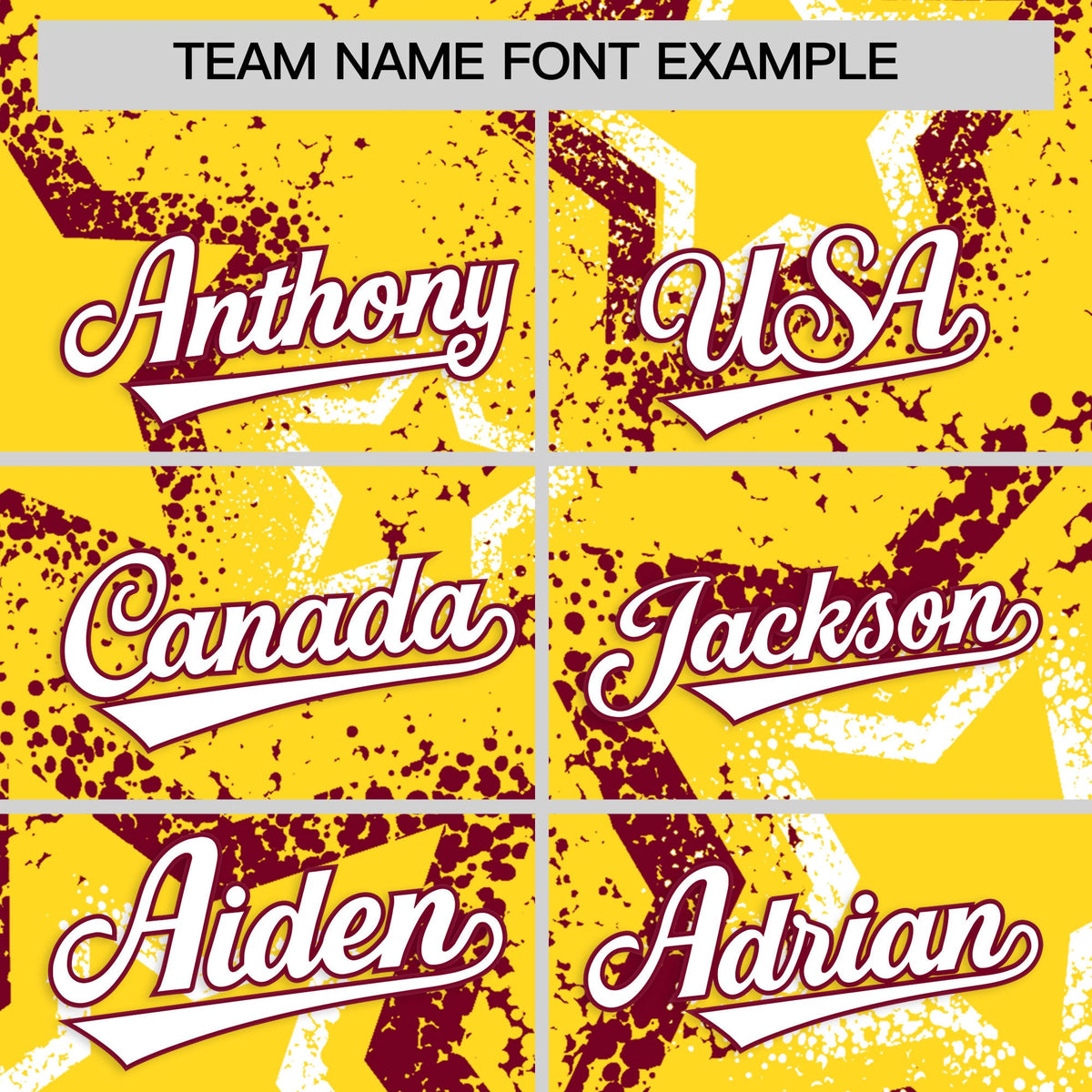 Custom Gold White Crimson Star-Shaped Ink Texture Graffiti Pattern Baseball Jersey | Sublimation Printed &amp; Stitched,Add Name and Numbern,Perfect for Parties,Perfect for Training | KXKSHOP