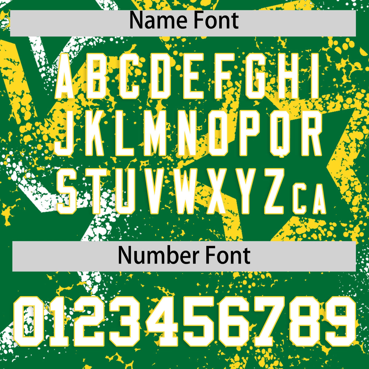Custom Kelly Green White Gold Star-Shaped Ink Texture Graffiti Pattern Baseball Jersey | Sublimation Printed & Stitched,Add Name and Numbern,Perfect for Parties,Perfect for Training | KXKSHOP