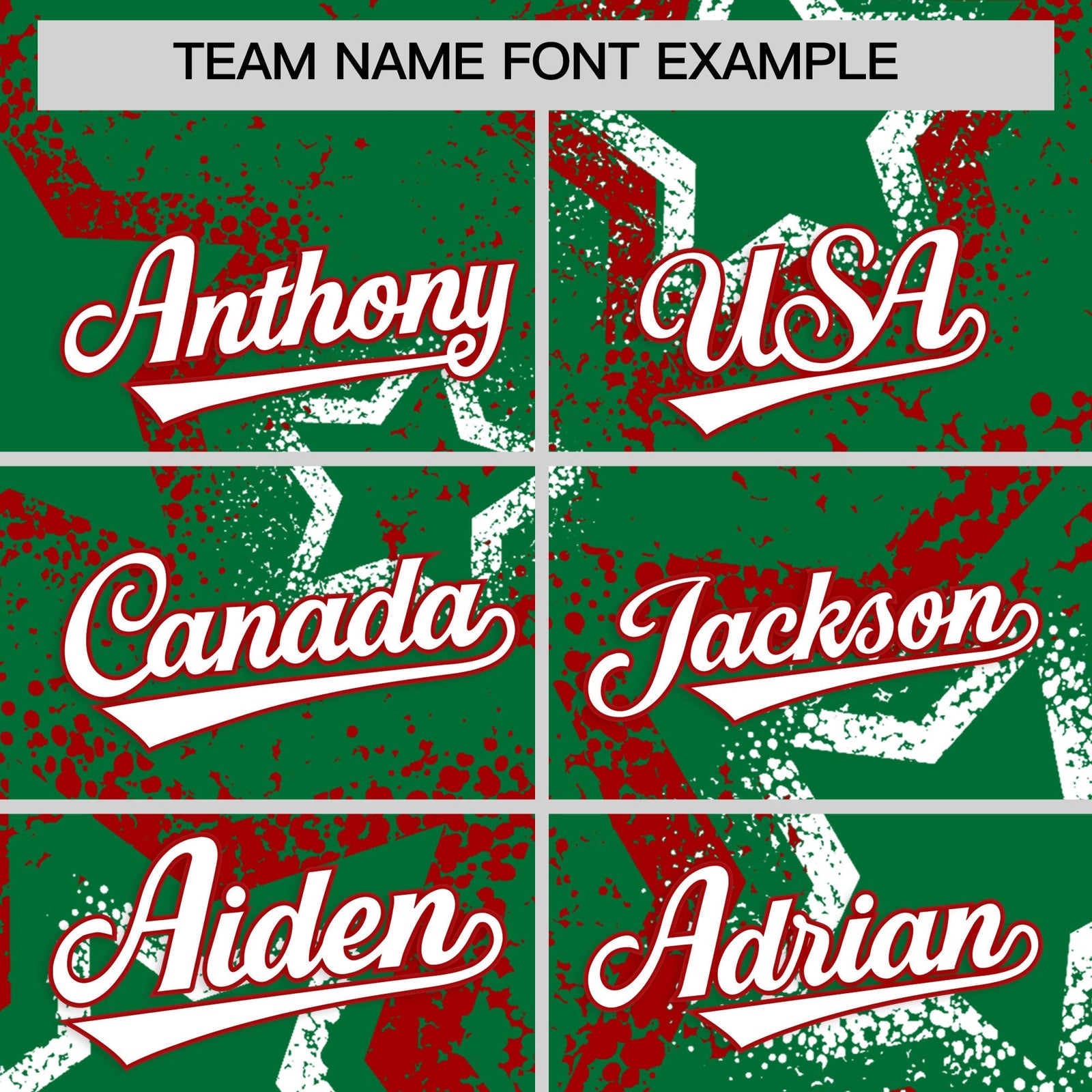 Custom Kelly Green White Red Star-Shaped Ink Texture Graffiti Pattern Baseball Jersey | Sublimation Printed & Stitched,Add Name and Numbern,Perfect for Parties,Perfect for Training | KXKSHOP