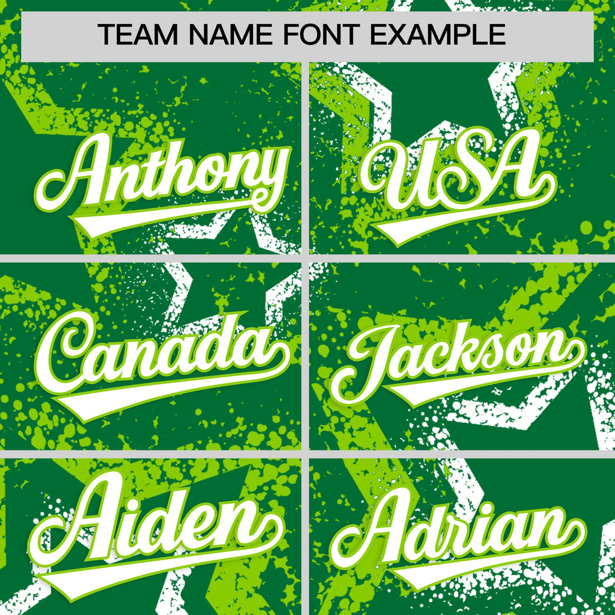 Custom Kelly Green White Neon Green Star-Shaped Ink Texture Graffiti Pattern Baseball Jersey | Sublimation Printed & Stitched,Add Name and Numbern,Perfect for Parties,Perfect for Training | KXKSHOP