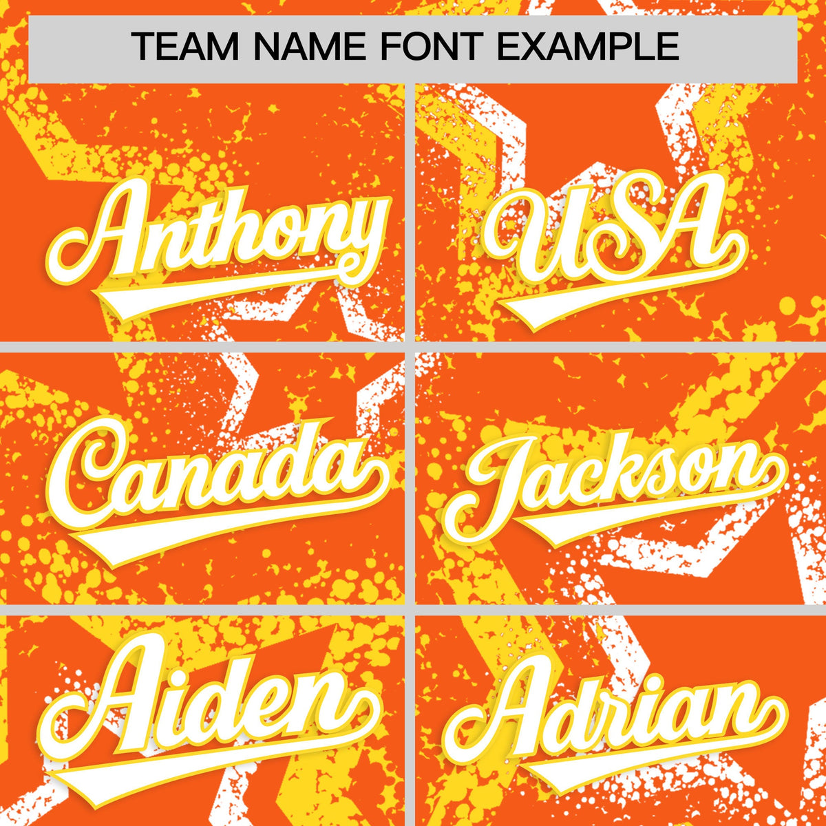 Custom Orange White Gold Star-Shaped Ink Texture Graffiti Pattern Baseball Jersey | Sublimation Printed &amp; Stitched,Add Name and Numbern,Perfect for Parties,Perfect for Training | KXKSHOP
