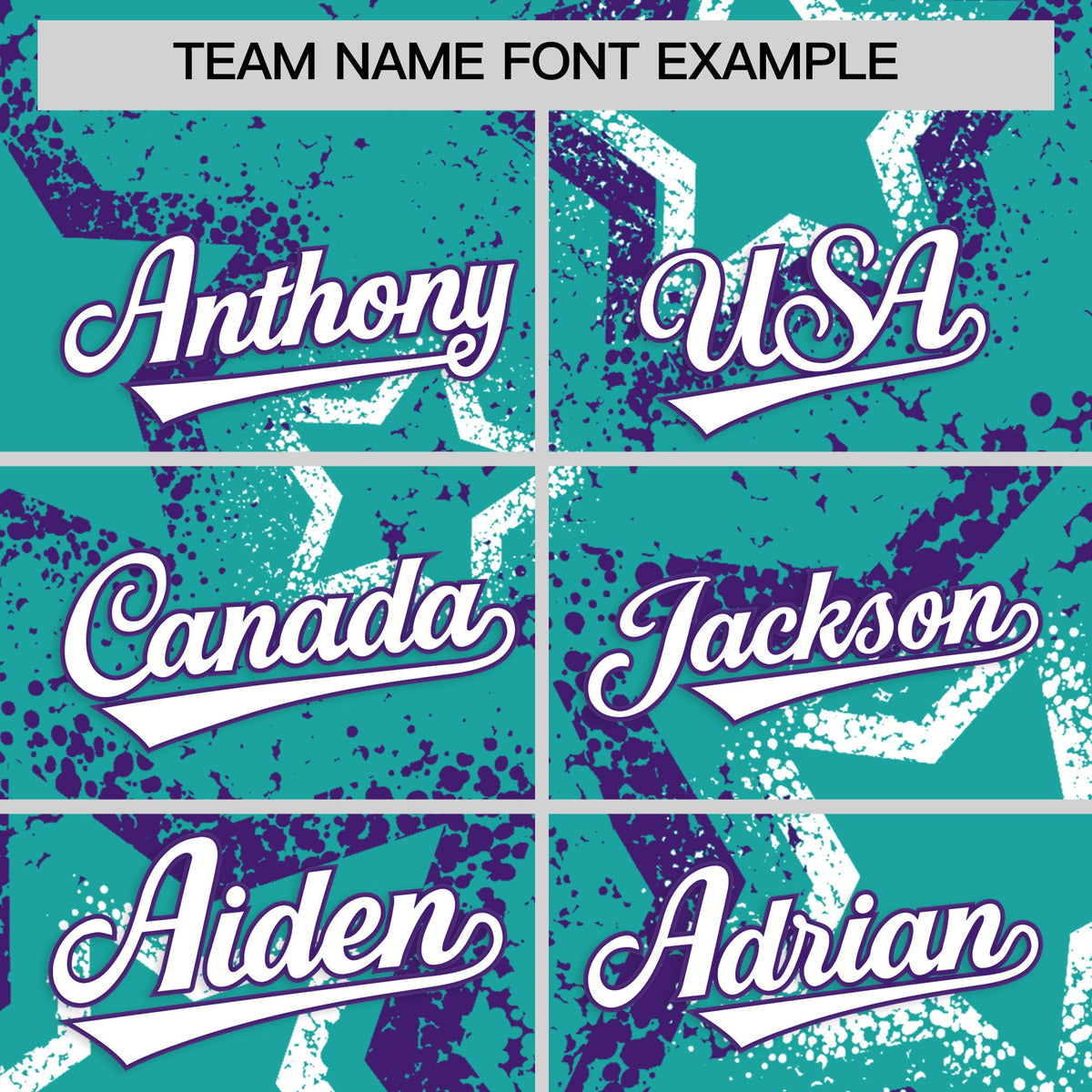 Custom Aqua White Purple Star-Shaped Ink Texture Graffiti Pattern Baseball Jersey | Sublimation Printed &amp; Stitched,Add Name and Numbern,Perfect for Parties,Perfect for Training | KXKSHOP