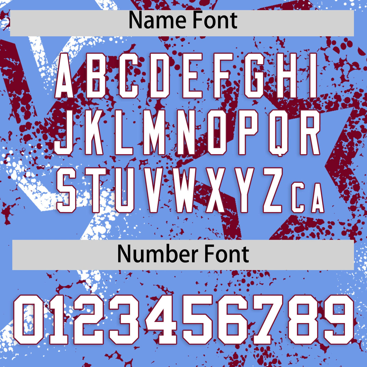 Custom Light Blue White Crimson Star-Shaped Ink Texture Graffiti Pattern Baseball Jersey | Sublimation Printed &amp; Stitched,Add Name and Numbern,Perfect for Parties,Perfect for Training | KXKSHOP