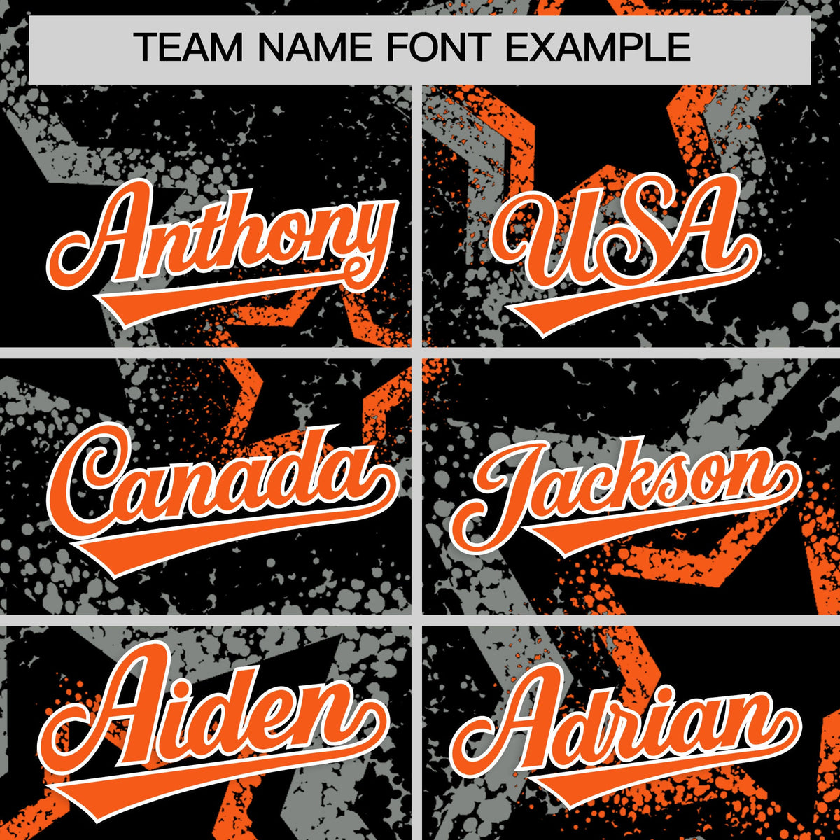 Custom Black Orange White Star-Shaped Ink Texture Graffiti Pattern Baseball Jersey | Sublimation Printed &amp; Stitched,Add Name and Numbern,Perfect for Parties,Perfect for Training | KXKSHOP