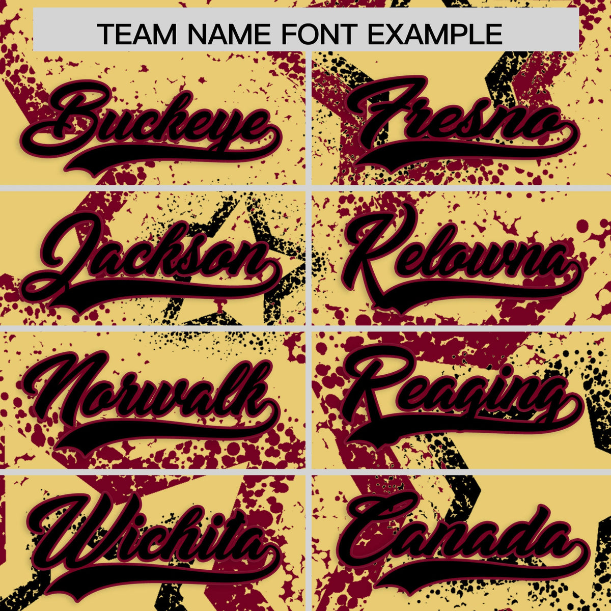 Custom Khaki Black Crimson Star-Shaped Ink Texture Graffiti Pattern Baseball Jersey | Sublimation Printed & Stitched,Add Name and Numbern,Perfect for Parties,Perfect for Training | KXKSHOP