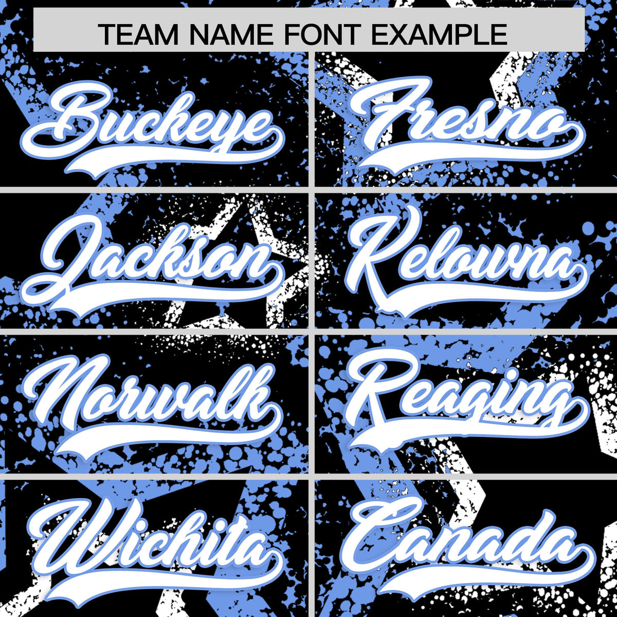 Custom Black White Light Blue Star-Shaped Ink Texture Graffiti Pattern Baseball Jersey | Sublimation Printed &amp; Stitched,Add Name and Numbern,Perfect for Parties,Perfect for Training | KXKSHOP