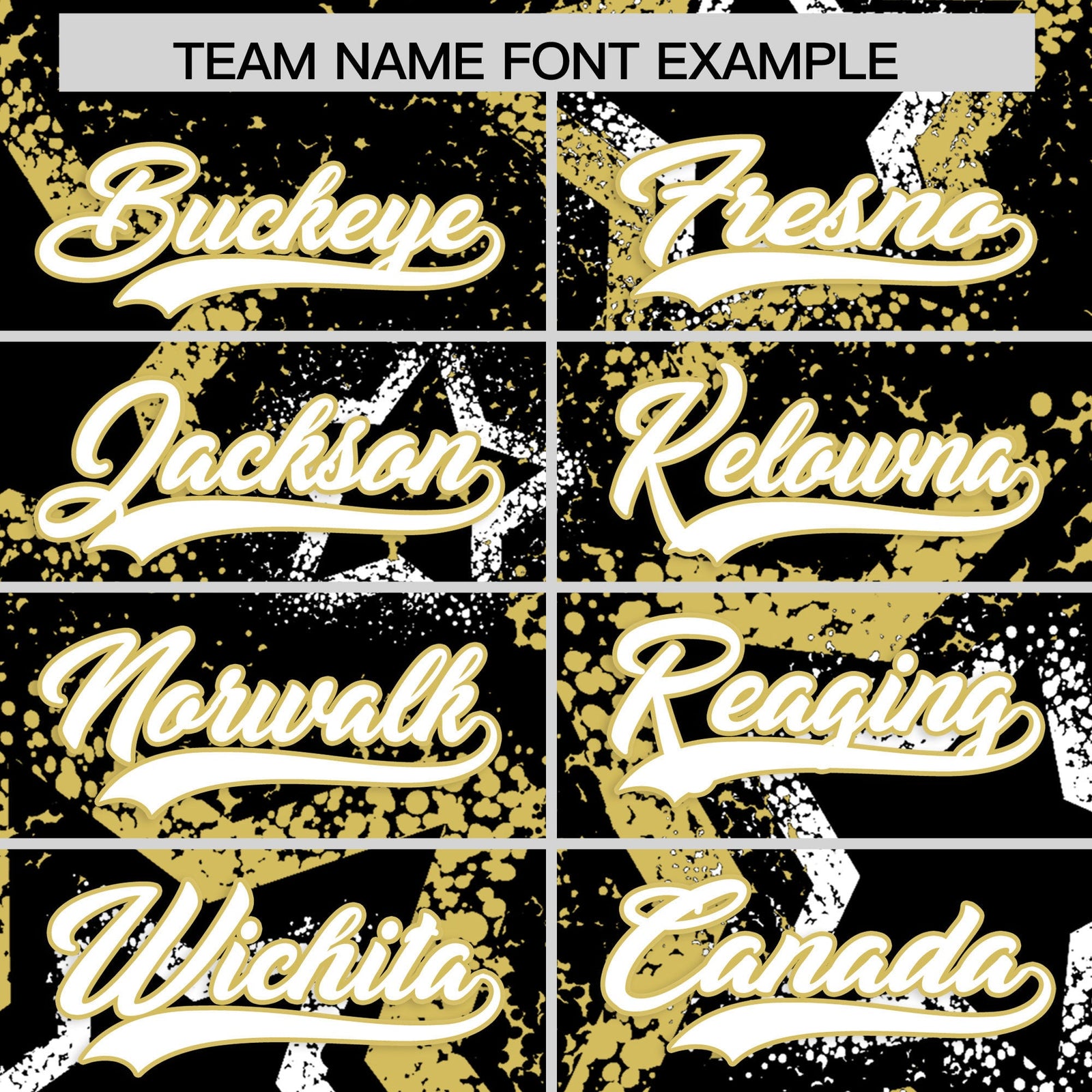 Custom Black White Old Gold Star-Shaped Ink Texture Graffiti Pattern Baseball Jersey | Sublimation Printed & Stitched,Add Name and Numbern,Perfect for Parties,Perfect for Training | KXKSHOP