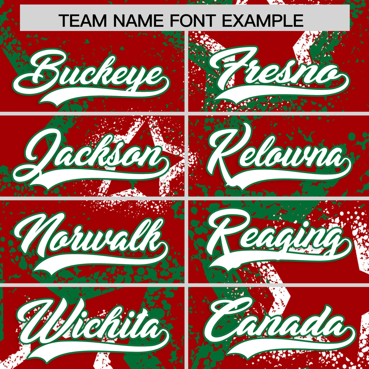 Custom Red White Kelly Green Star-Shaped Ink Texture Graffiti Pattern Baseball Jersey | Sublimation Printed & Stitched,Add Name and Numbern,Perfect for Parties,Perfect for Training | KXKSHOP