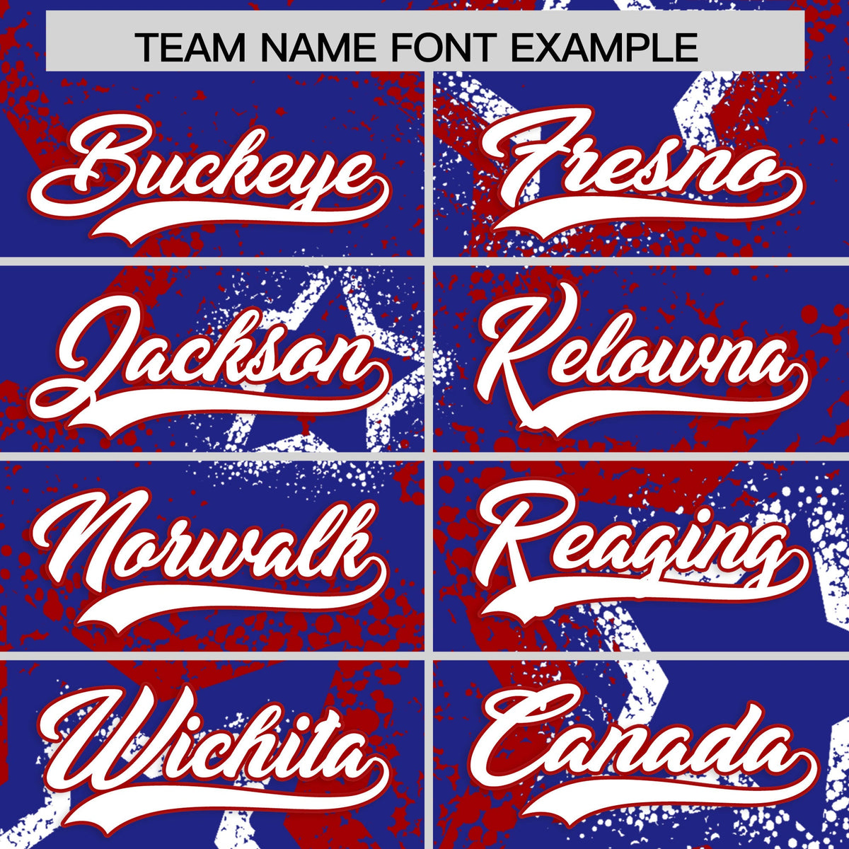 Custom Royal Blue White Red Star-Shaped Ink Texture Graffiti Pattern Baseball Jersey | Sublimation Printed &amp; Stitched,Add Name and Numbern,Perfect for Parties,Perfect for Training | KXKSHOP