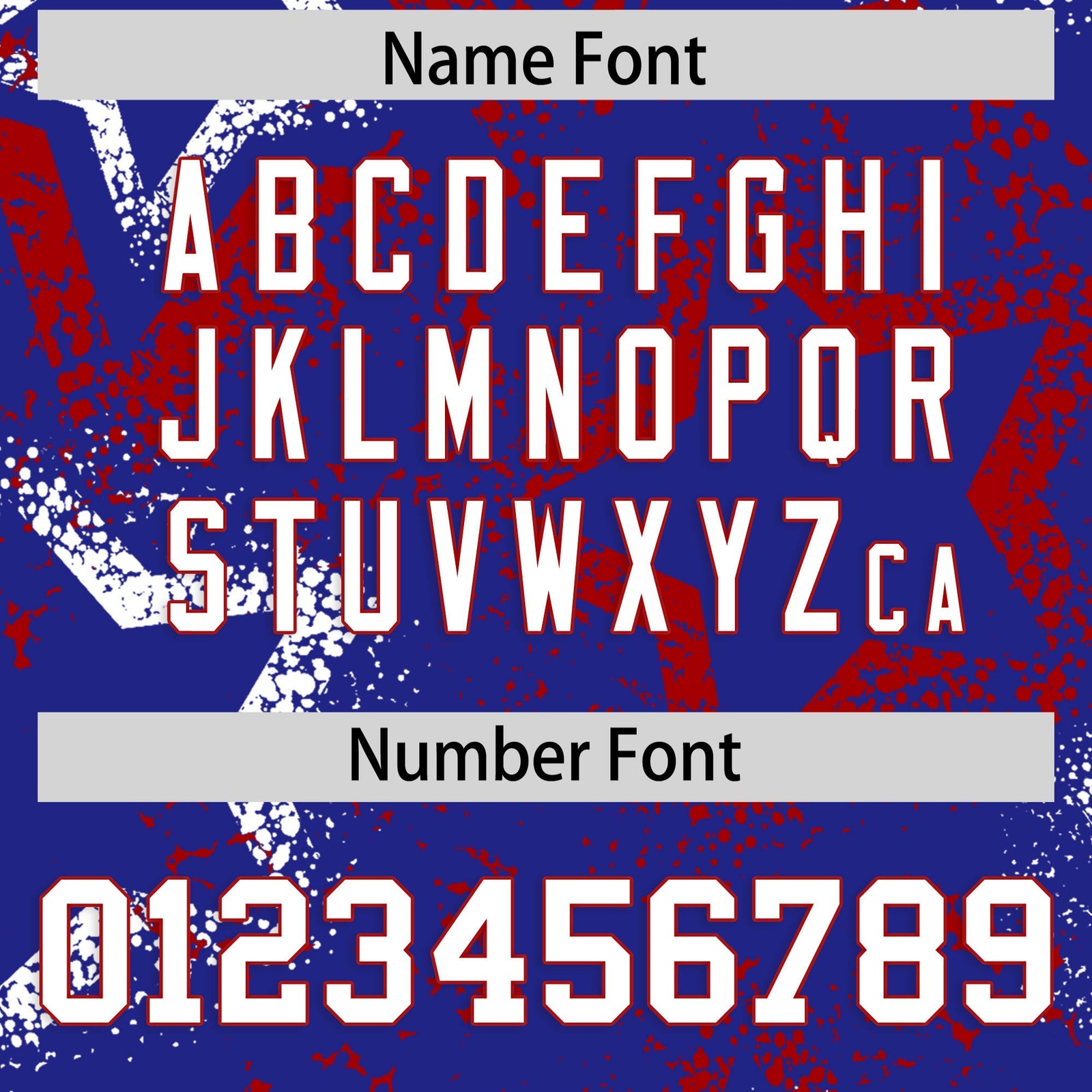 Custom Royal Blue White Red Star-Shaped Ink Texture Graffiti Pattern Baseball Jersey | Sublimation Printed & Stitched,Add Name and Numbern,Perfect for Parties,Perfect for Training | KXKSHOP