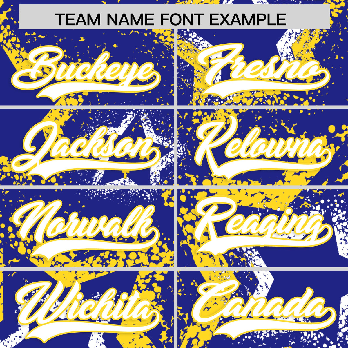 Custom Royal Blue White Gold Star-Shaped Ink Texture Graffiti Pattern Baseball Jersey | Sublimation Printed &amp; Stitched,Add Name and Numbern,Perfect for Parties,Perfect for Training | KXKSHOP