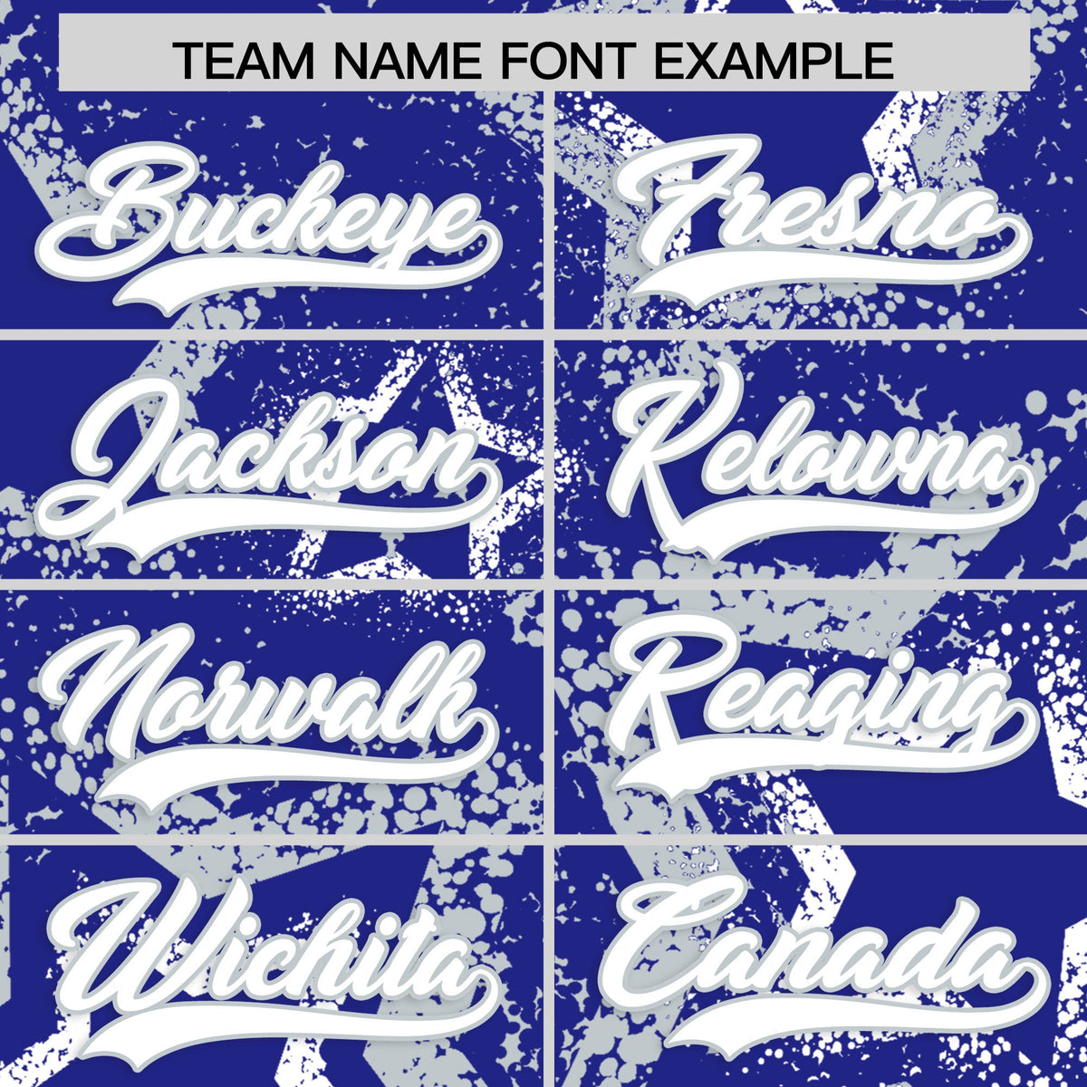 Custom Royal Blue White Silver Star-Shaped Ink Texture Graffiti Pattern Baseball Jersey | Sublimation Printed & Stitched,Add Name and Numbern,Perfect for Parties,Perfect for Training | KXKSHOP