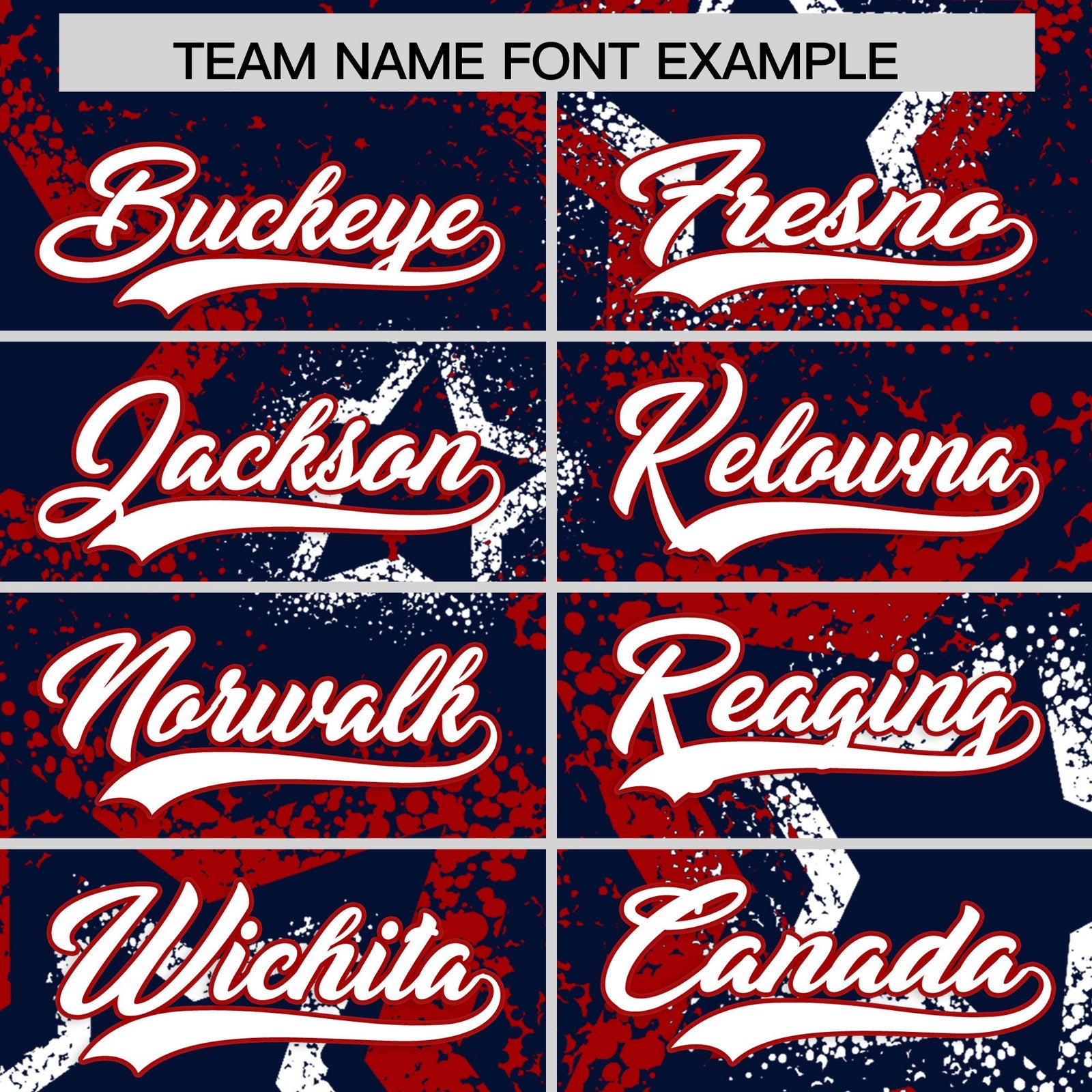 Custom Navy White Red Star-Shaped Ink Texture Graffiti Pattern Baseball Jersey | Sublimation Printed & Stitched,Add Name and Numbern,Perfect for Parties,Perfect for Training | KXKSHOP