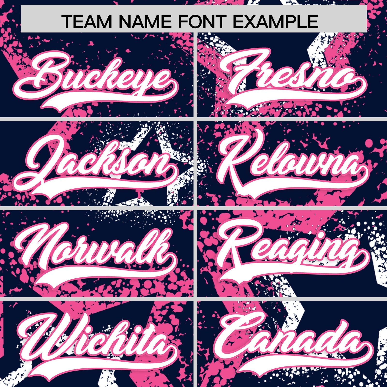 Custom Navy White Pink Star-Shaped Ink Texture Graffiti Pattern Baseball Jersey | Sublimation Printed & Stitched,Add Name and Numbern,Perfect for Parties,Perfect for Training | KXKSHOP
