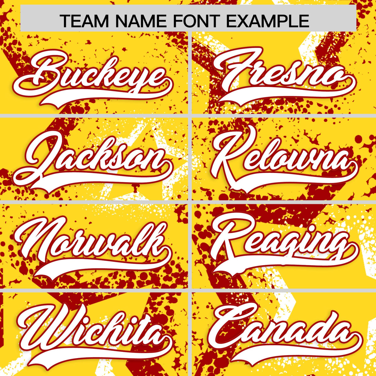 Custom Gold White Red Star-Shaped Ink Texture Graffiti Pattern Baseball Jersey | Sublimation Printed &amp; Stitched,Add Name and Numbern,Perfect for Parties,Perfect for Training | KXKSHOP