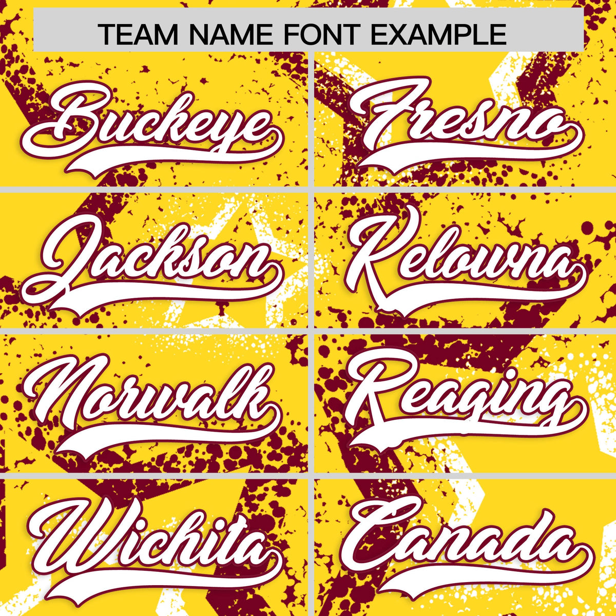 Custom Gold White Crimson Star-Shaped Ink Texture Graffiti Pattern Baseball Jersey | Sublimation Printed &amp; Stitched,Add Name and Numbern,Perfect for Parties,Perfect for Training | KXKSHOP
