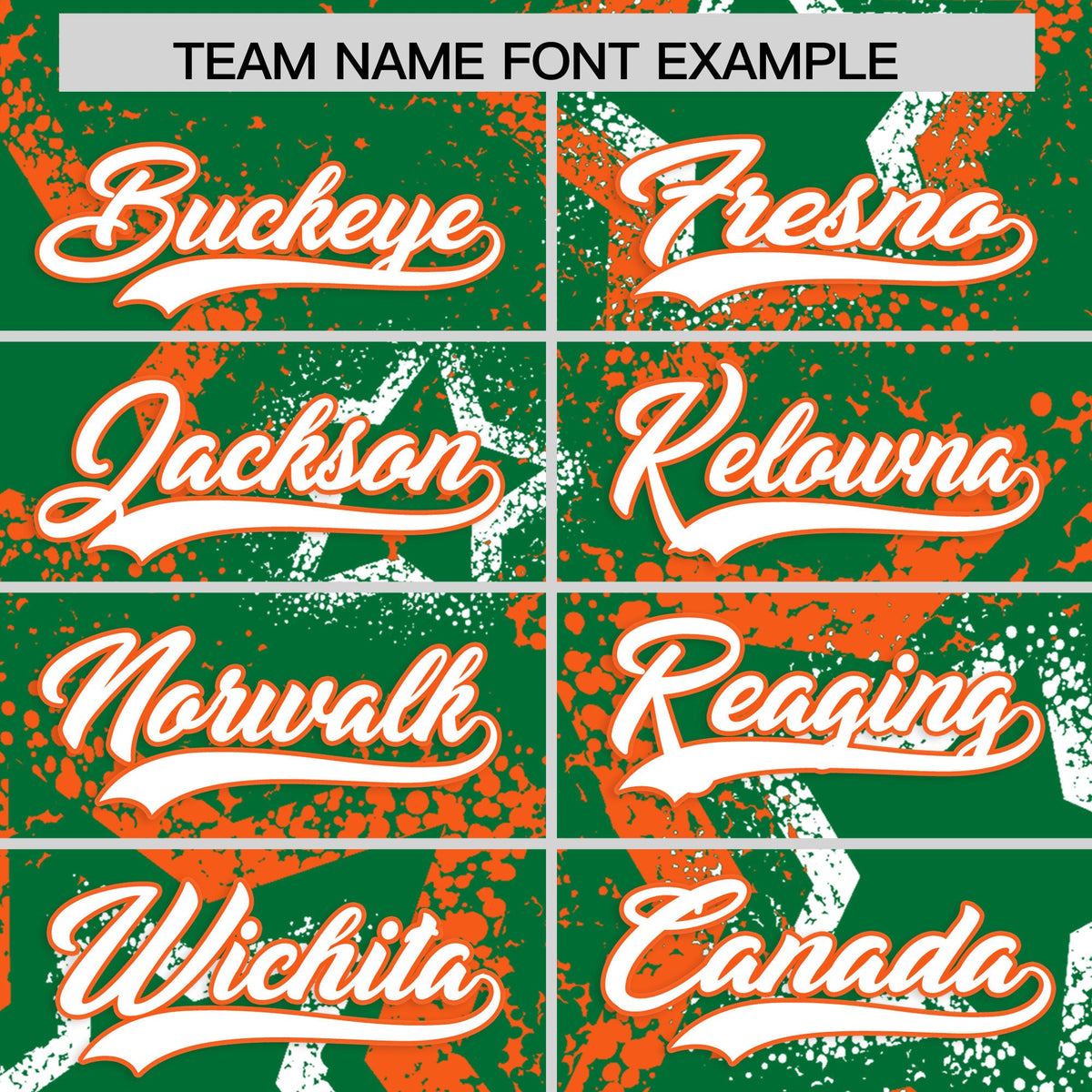 Custom Kelly Green White Orange Star-Shaped Ink Texture Graffiti Pattern Baseball Jersey | Sublimation Printed & Stitched,Add Name and Numbern,Perfect for Parties,Perfect for Training | KXKSHOP