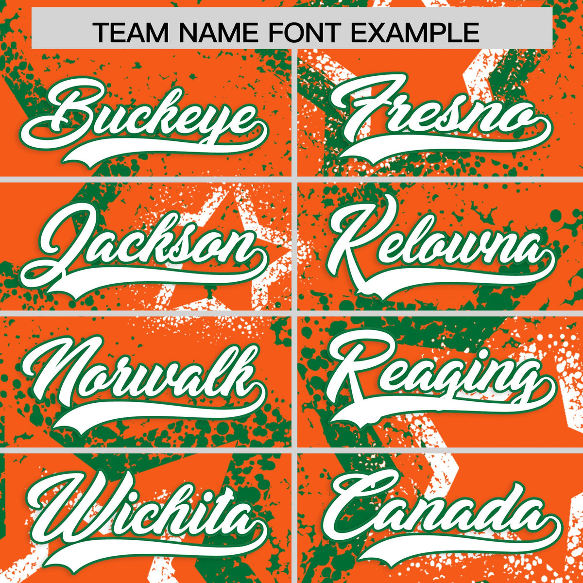 Custom Orange White Kelly Green Star-Shaped Ink Texture Graffiti Pattern Baseball Jersey | Sublimation Printed & Stitched,Add Name and Numbern,Perfect for Parties,Perfect for Training | KXKSHOP