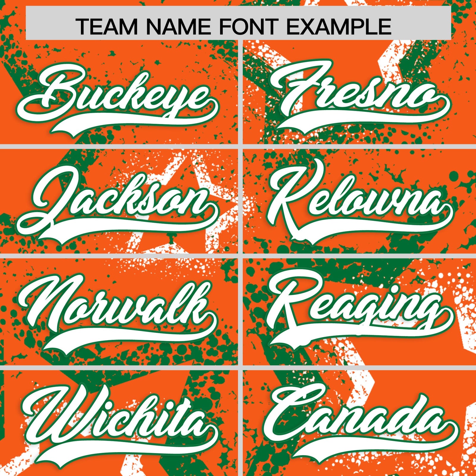 Custom Orange White Kelly Green Star-Shaped Ink Texture Graffiti Pattern Baseball Jersey | Sublimation Printed & Stitched,Add Name and Numbern,Perfect for Parties,Perfect for Training | KXKSHOP