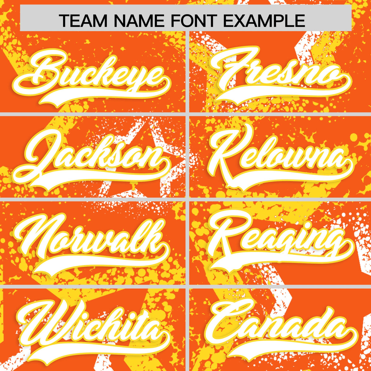 Custom Orange White Gold Star-Shaped Ink Texture Graffiti Pattern Baseball Jersey | Sublimation Printed &amp; Stitched,Add Name and Numbern,Perfect for Parties,Perfect for Training | KXKSHOP