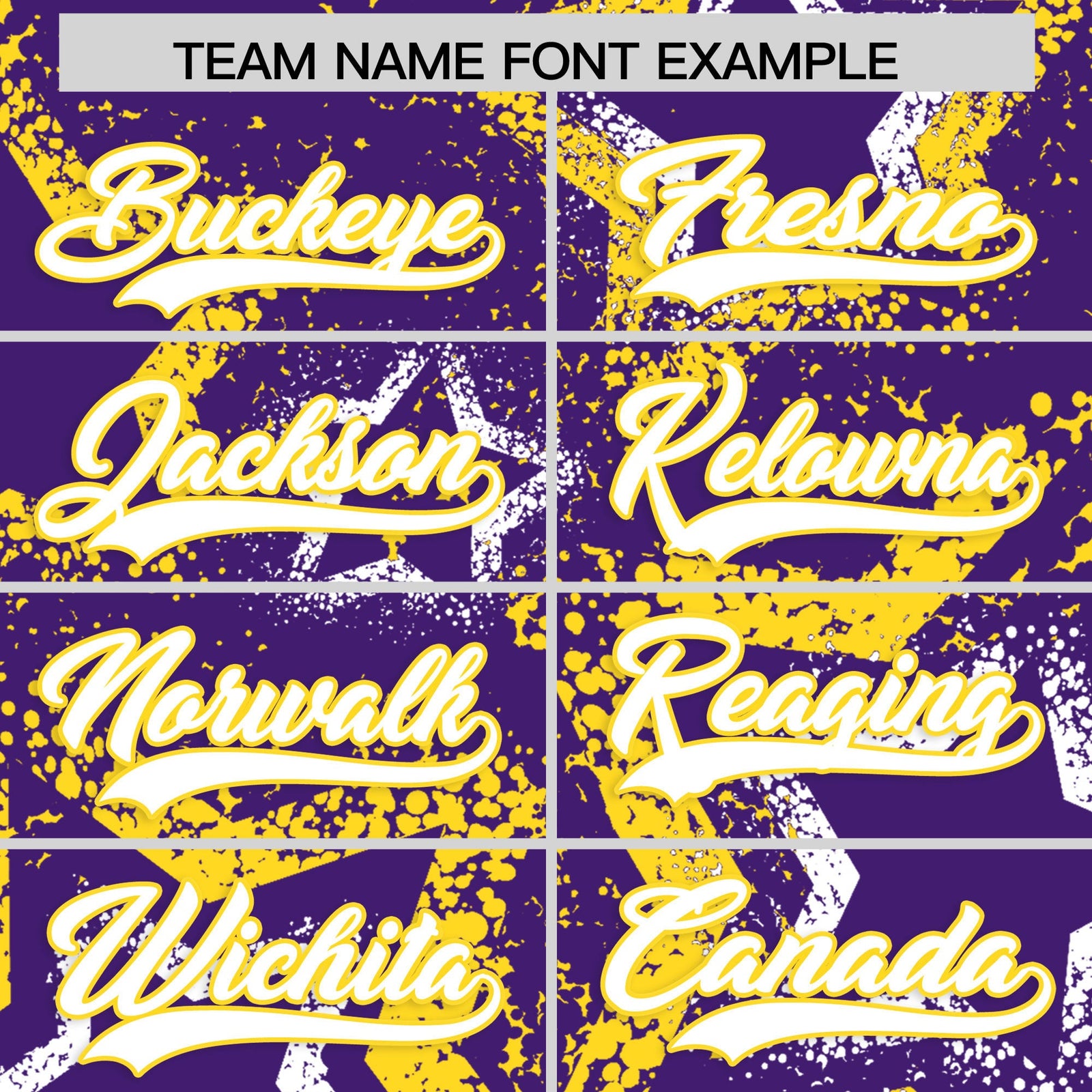 Custom Purple White Gold Star-Shaped Ink Texture Graffiti Pattern Baseball Jersey | Sublimation Printed & Stitched,Add Name and Numbern,Perfect for Parties,Perfect for Training | KXKSHOP