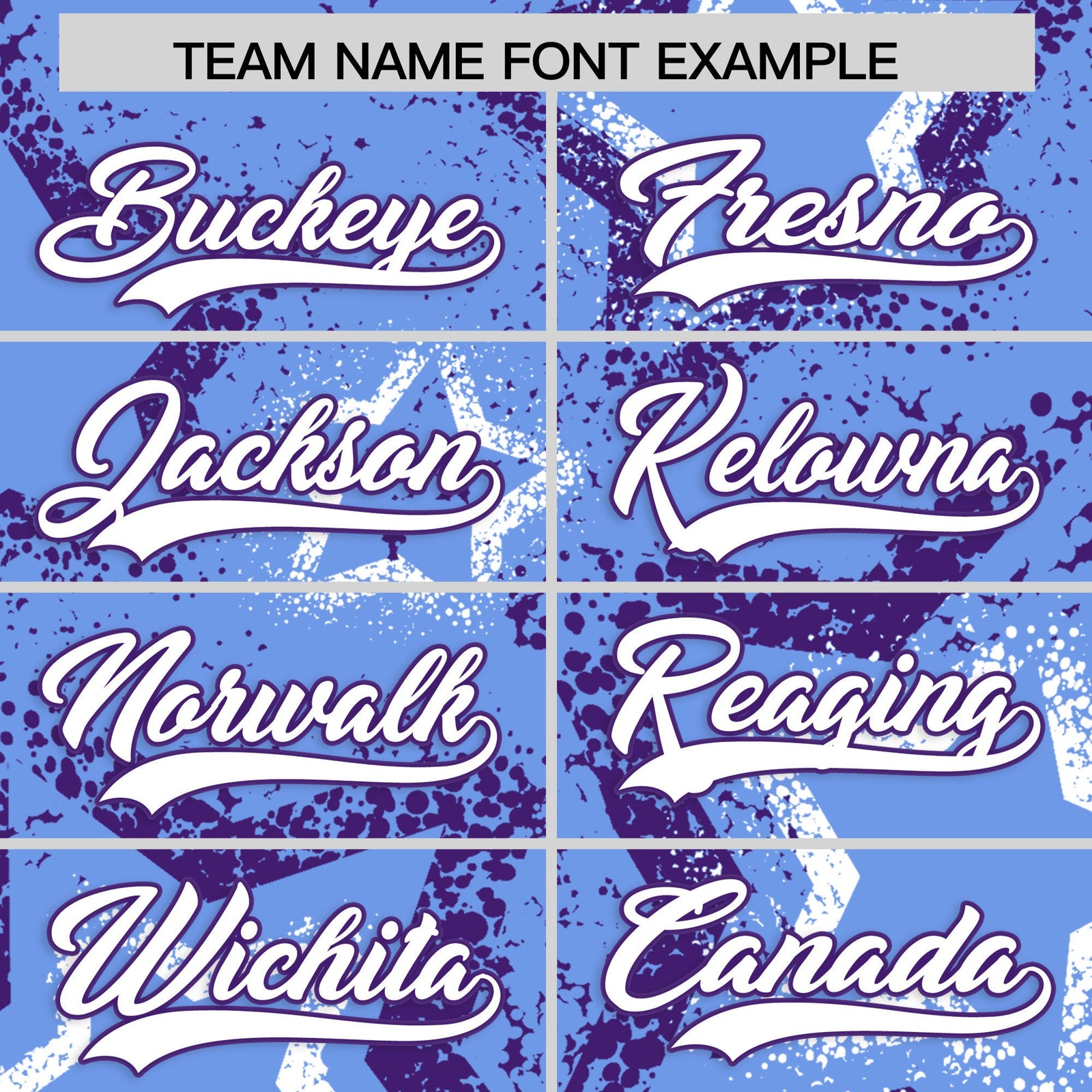 Custom Light Blue White Purple Star-Shaped Ink Texture Graffiti Pattern Baseball Jersey | Sublimation Printed & Stitched,Add Name and Numbern,Perfect for Parties,Perfect for Training | KXKSHOP