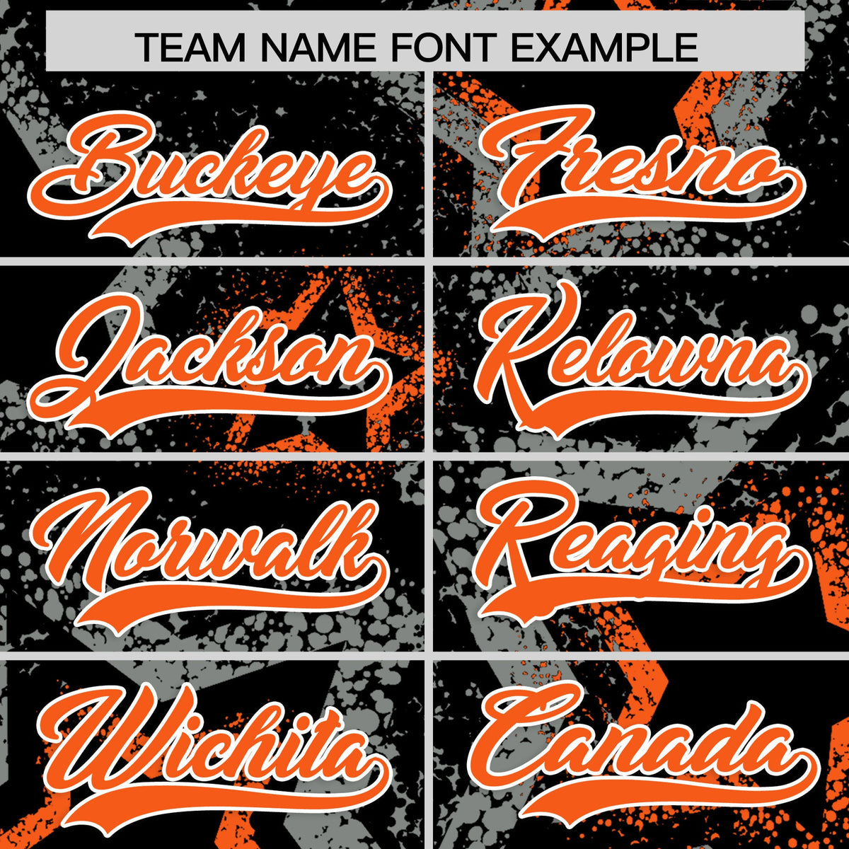Custom Black Orange White Star-Shaped Ink Texture Graffiti Pattern Baseball Jersey | Sublimation Printed &amp; Stitched,Add Name and Numbern,Perfect for Parties,Perfect for Training | KXKSHOP