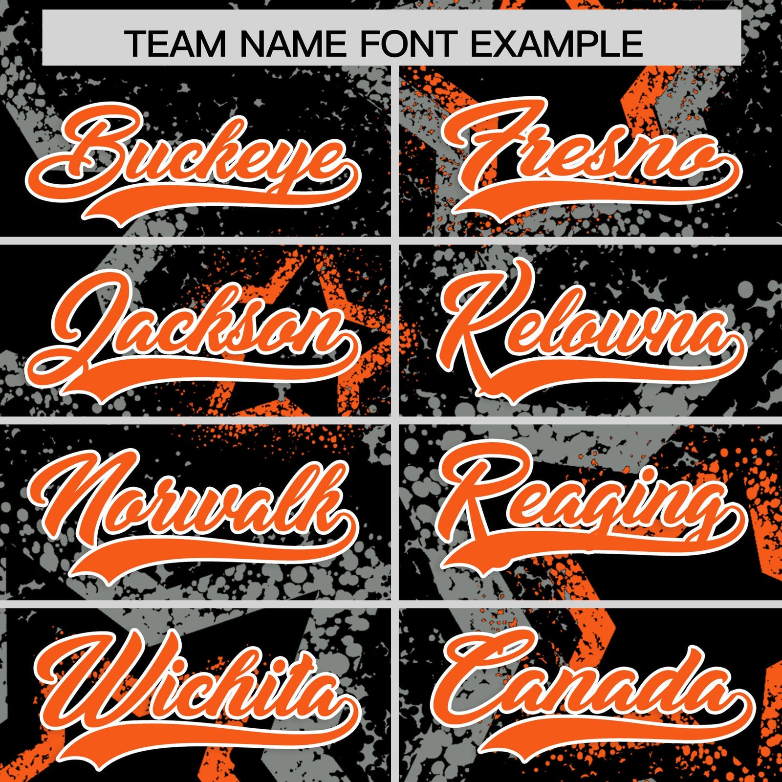 Custom Black Orange White Star-Shaped Ink Texture Graffiti Pattern Baseball Jersey | Sublimation Printed & Stitched,Add Name and Numbern,Perfect for Parties,Perfect for Training | KXKSHOP