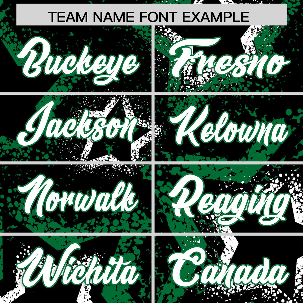 Custom Black White Kelly Green Star-Shaped Ink Texture Graffiti Pattern Baseball Jersey | Sublimation Printed &amp; Stitched,Add Name and Numbern,Perfect for Parties,Perfect for Training | KXKSHOP