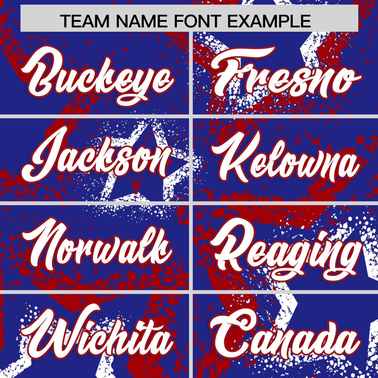 Custom Royal Blue White Red Star-Shaped Ink Texture Graffiti Pattern Baseball Jersey | Sublimation Printed & Stitched,Add Name and Numbern,Perfect for Parties,Perfect for Training | KXKSHOP