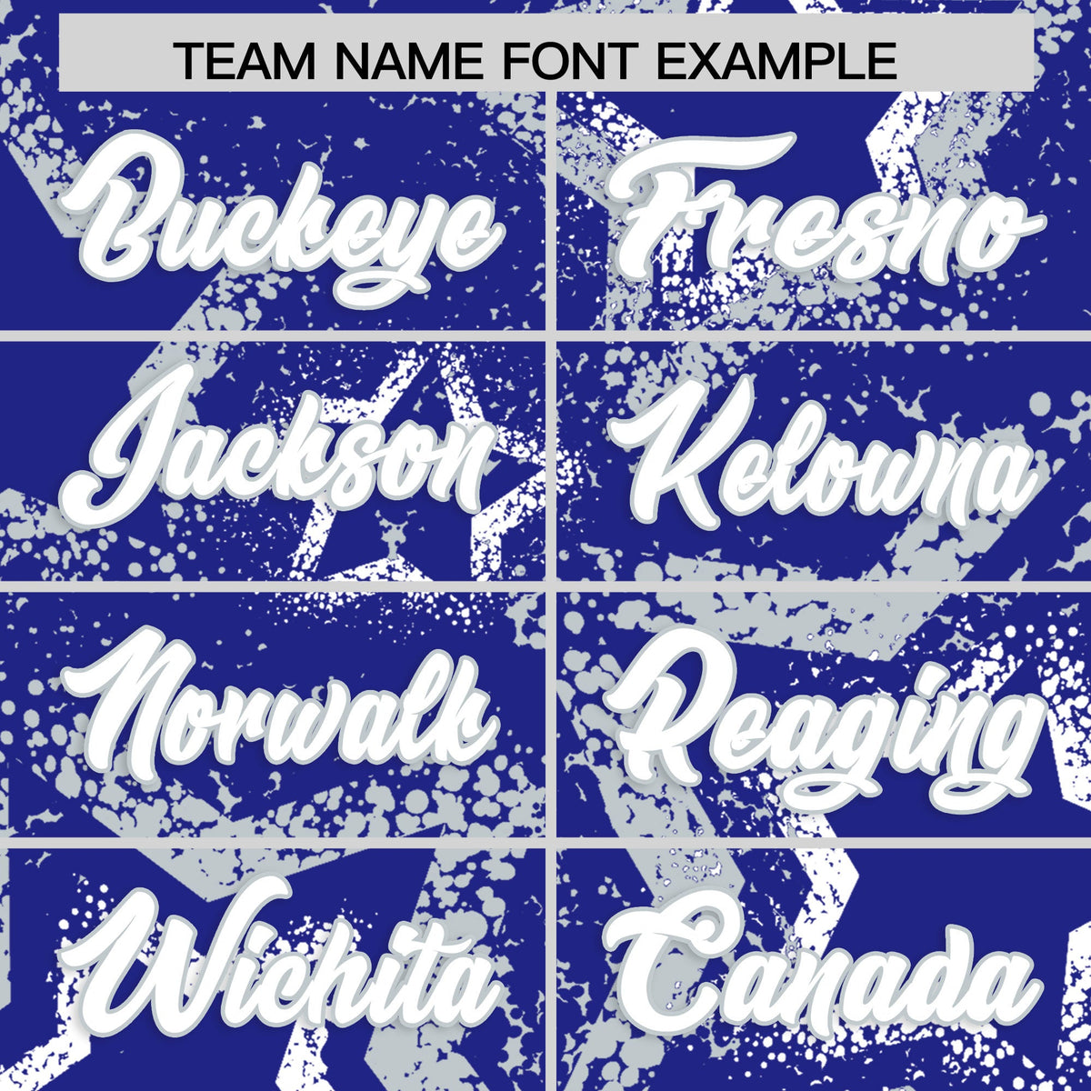 Custom Royal Blue White Silver Star-Shaped Ink Texture Graffiti Pattern Baseball Jersey | Sublimation Printed & Stitched,Add Name and Numbern,Perfect for Parties,Perfect for Training | KXKSHOP