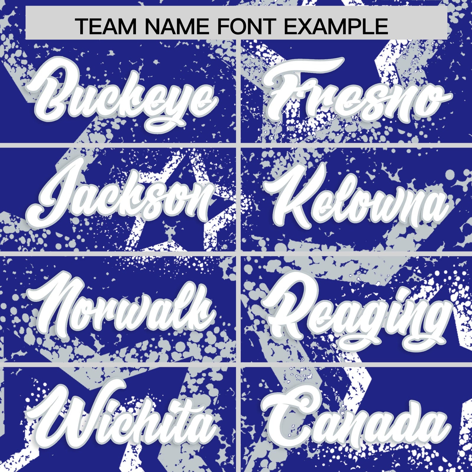 Custom Royal Blue White Silver Star-Shaped Ink Texture Graffiti Pattern Baseball Jersey | Sublimation Printed & Stitched,Add Name and Numbern,Perfect for Parties,Perfect for Training | KXKSHOP