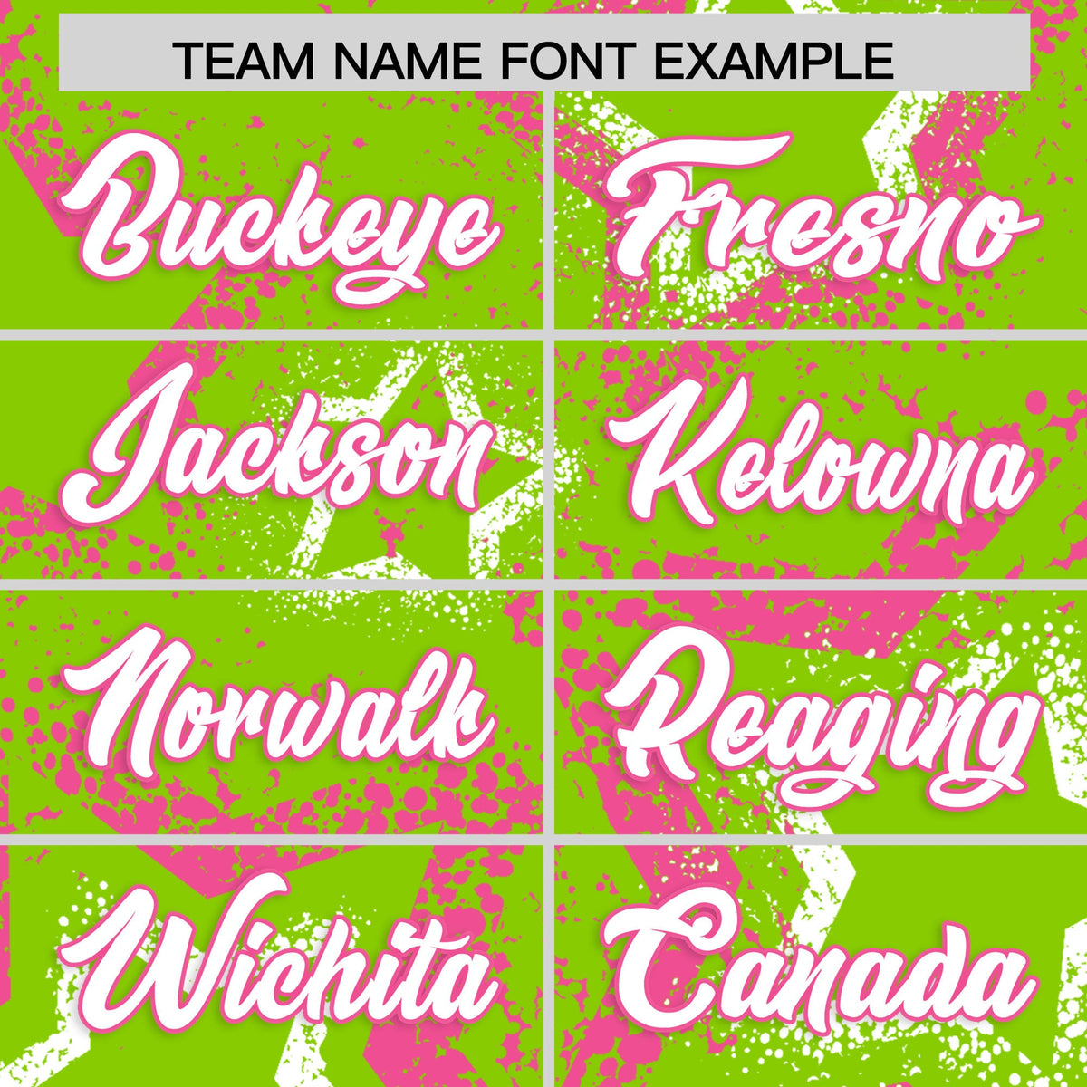 Custom Neon Green Pink White Star-Shaped Ink Texture Graffiti Pattern Baseball Jersey | Sublimation Printed &amp; Stitched,Add Name and Numbern,Perfect for Parties,Perfect for Training | KXKSHOP
