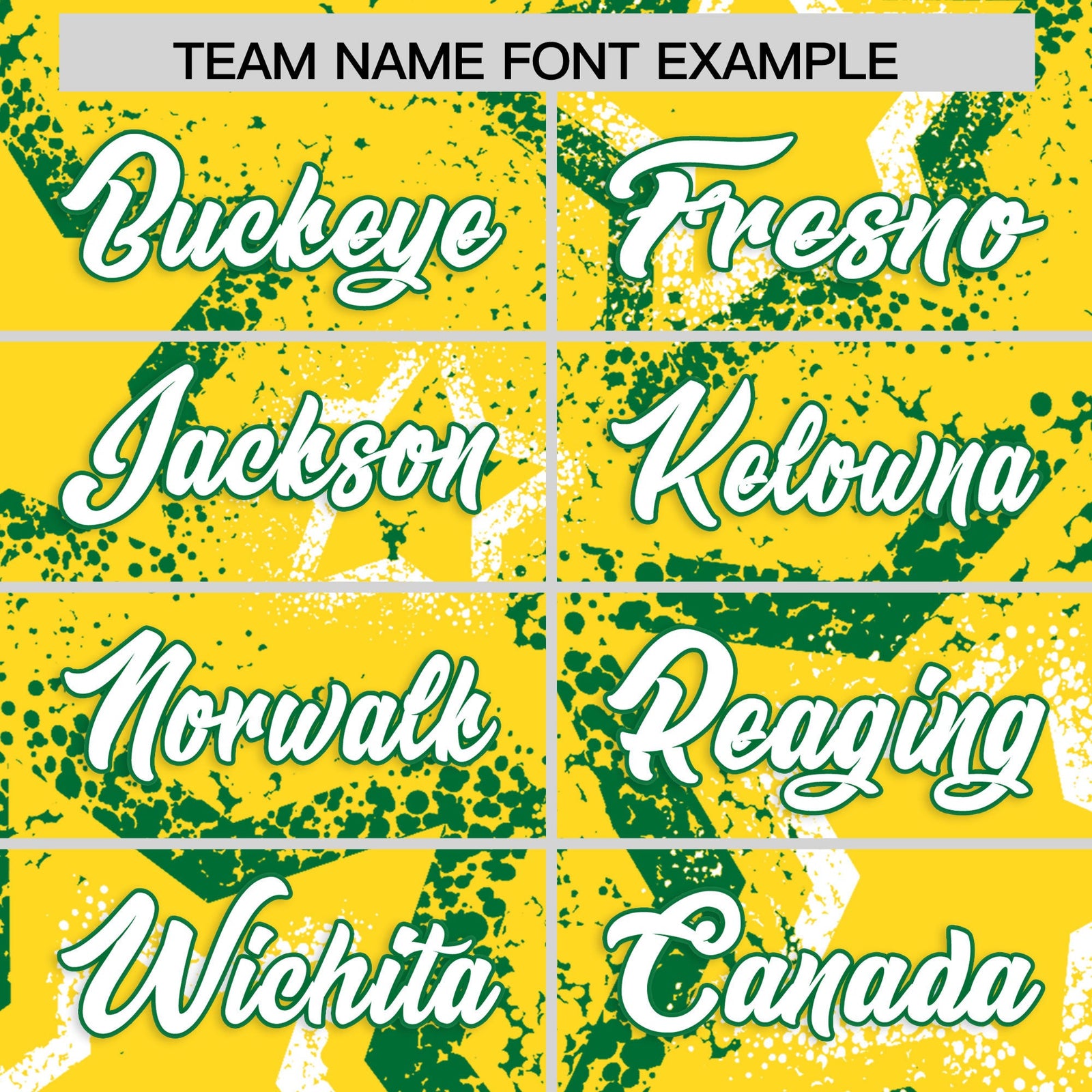 Custom Gold White Kelly Green Star-Shaped Ink Texture Graffiti Pattern Baseball Jersey | Sublimation Printed & Stitched,Add Name and Numbern,Perfect for Parties,Perfect for Training | KXKSHOP