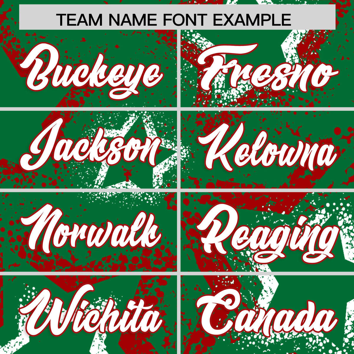 Custom Kelly Green White Red Star-Shaped Ink Texture Graffiti Pattern Baseball Jersey | Sublimation Printed & Stitched,Add Name and Numbern,Perfect for Parties,Perfect for Training | KXKSHOP
