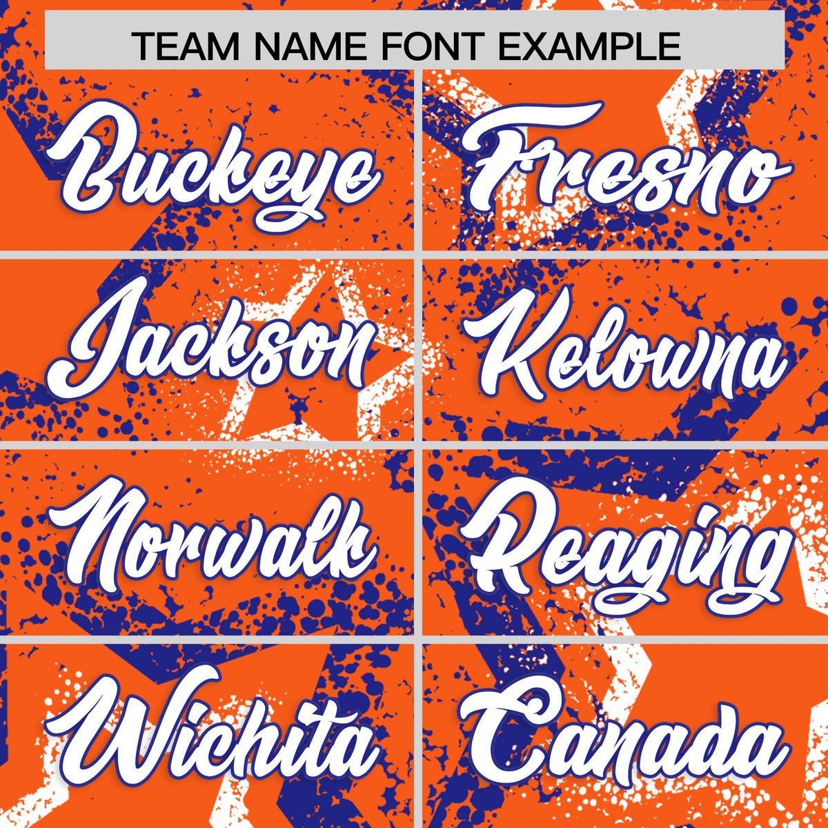 Custom Orange White Royal Blue Star-Shaped Ink Texture Graffiti Pattern Baseball Jersey | Sublimation Printed &amp; Stitched,Add Name and Numbern,Perfect for Parties,Perfect for Training | KXKSHOP