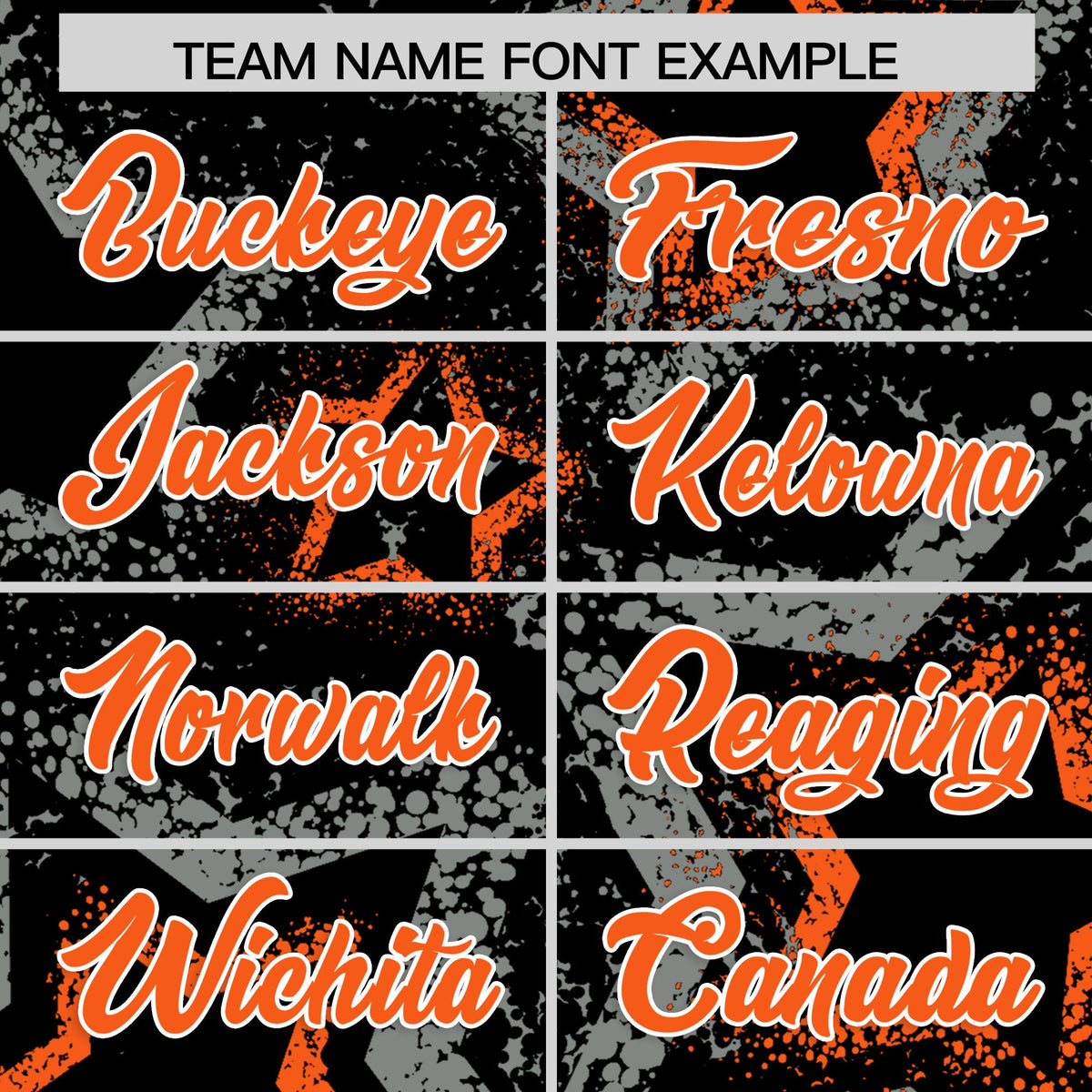 Custom Black Orange White Star-Shaped Ink Texture Graffiti Pattern Baseball Jersey | Sublimation Printed &amp; Stitched,Add Name and Numbern,Perfect for Parties,Perfect for Training | KXKSHOP