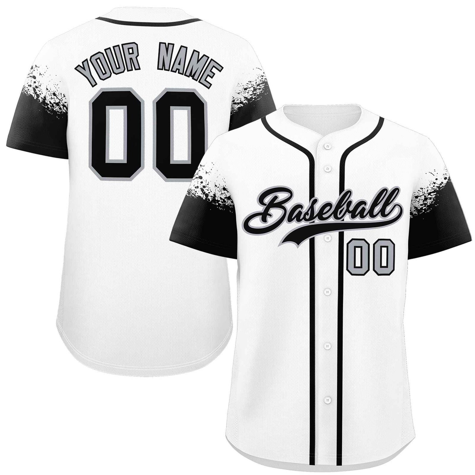 Custom White Black Personalized Raglan Sleeves Design Authentic Baseball Jersey