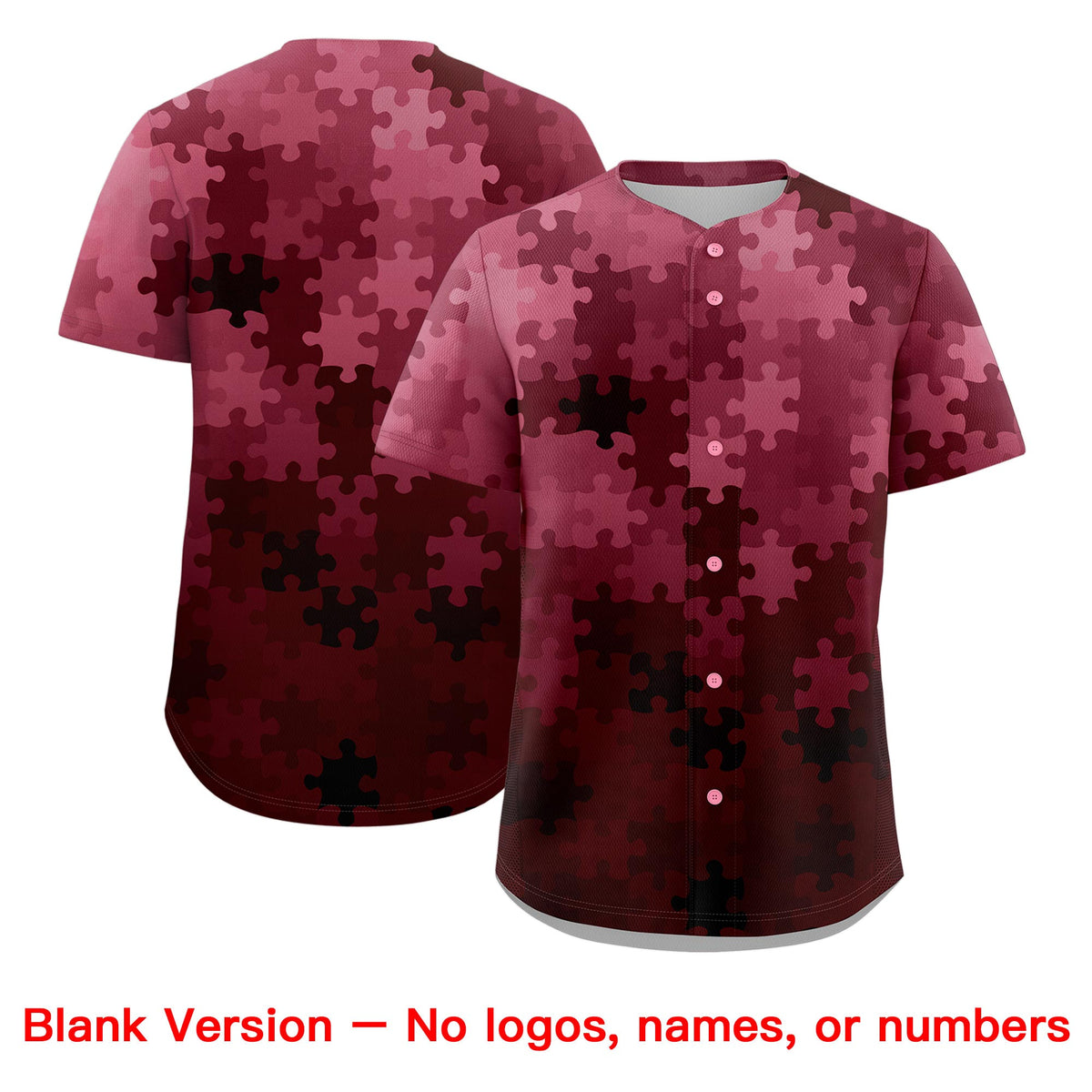 Custom White Black Puzzle Elements Baseball Jersey | Sublimation Printed &amp; Stitched,Add Name and Numbern,Perfect for Teams | KXKSHOP