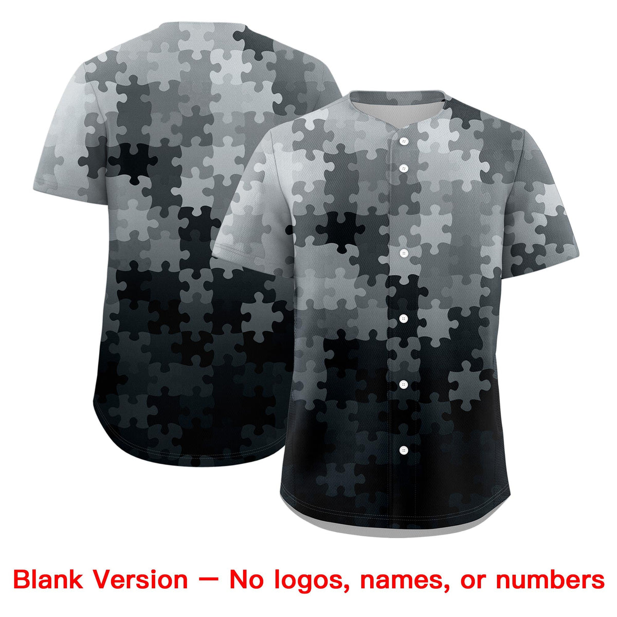 Custom Black White Puzzle Elements Baseball Jersey | Sublimation Printed &amp; Stitched,Add Name and Numbern,Perfect for Teams | KXKSHOP