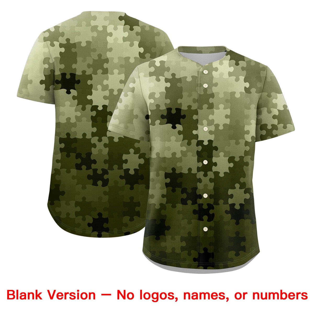 Custom Cream Olive Puzzle Elements Baseball Jersey | Sublimation Printed &amp; Stitched,Add Name and Numbern,Perfect for Teams | KXKSHOP