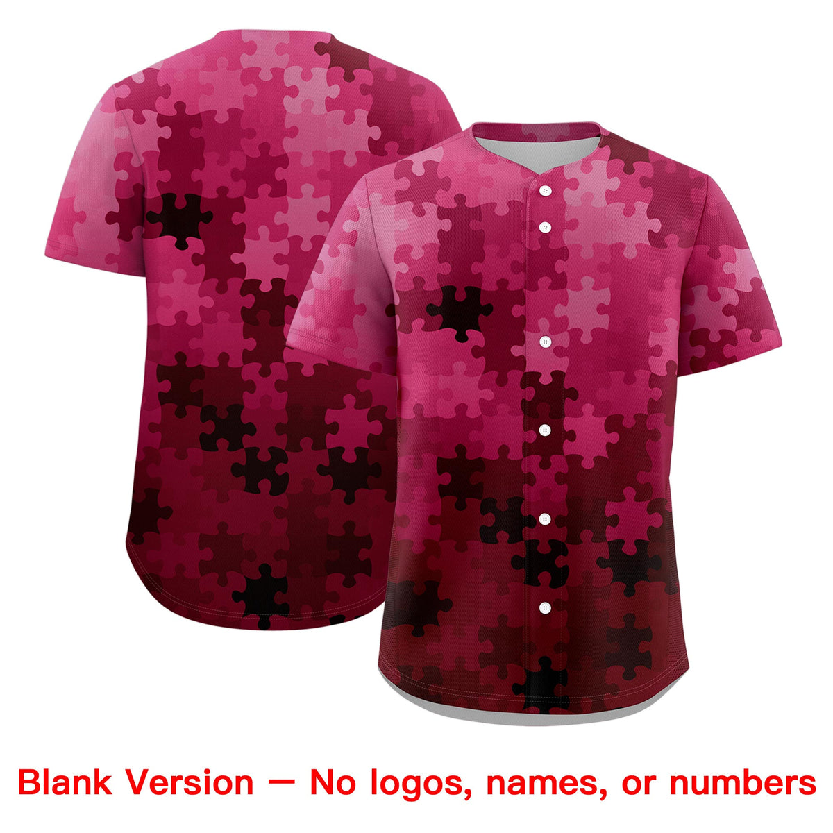 Custom Rose Red Black White Puzzle Elements Baseball Jersey | Sublimation Printed & Stitched,Add Name and Numbern,Perfect for Teams | KXKSHOP