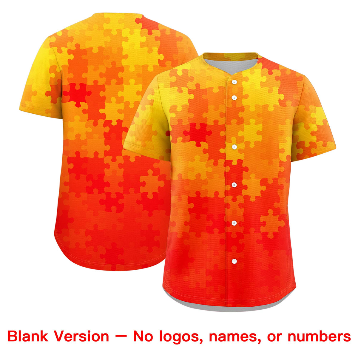 Custom White Red Puzzle Elements Baseball Jersey | Sublimation Printed &amp; Stitched,Add Name and Numbern,Perfect for Teams | KXKSHOP