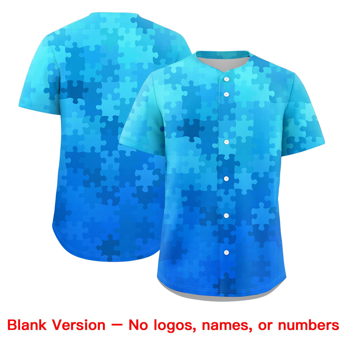 Custom Royal Blue White Puzzle Elements Baseball Jersey | Sublimation Printed &amp; Stitched,Add Name and Numbern,Perfect for Teams | KXKSHOP
