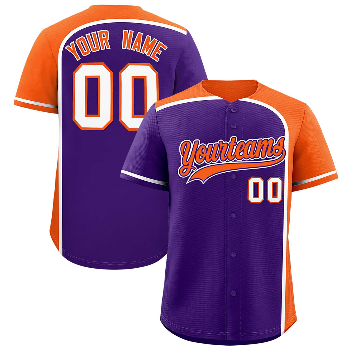 Custom Purple Orange Personalized Color Block Authentic Baseball jersey