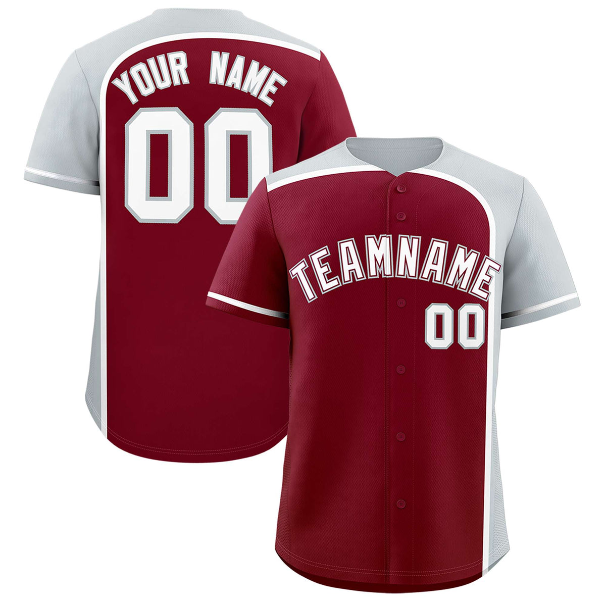 Custom Crimson Silver Personalized Color Block Authentic Baseball jersey