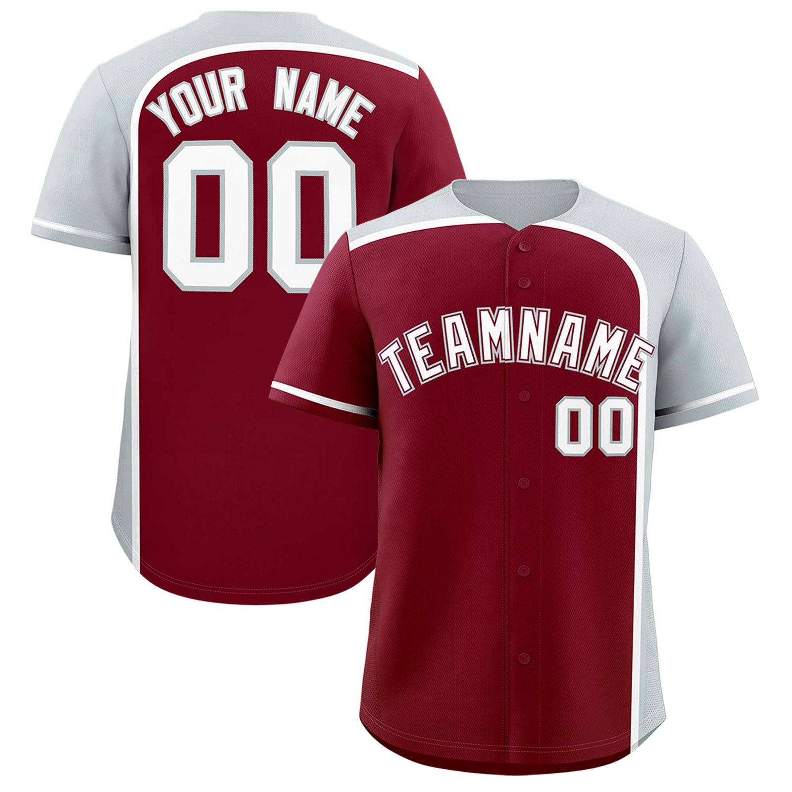 Custom Crimson Silver Personalized Color Block Authentic Baseball jersey
