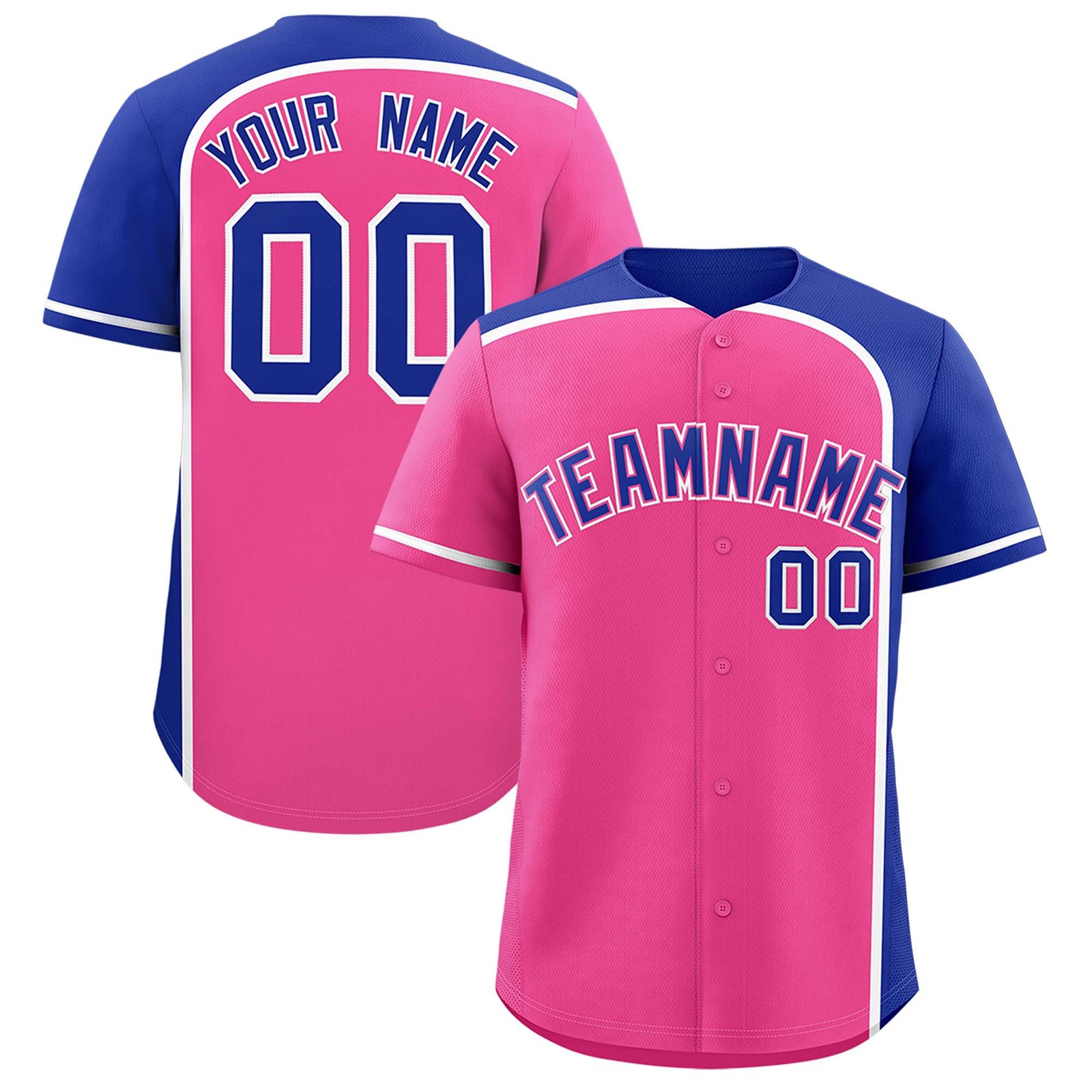 Custom Pink Royal Personalized Color Block Authentic Baseball jersey