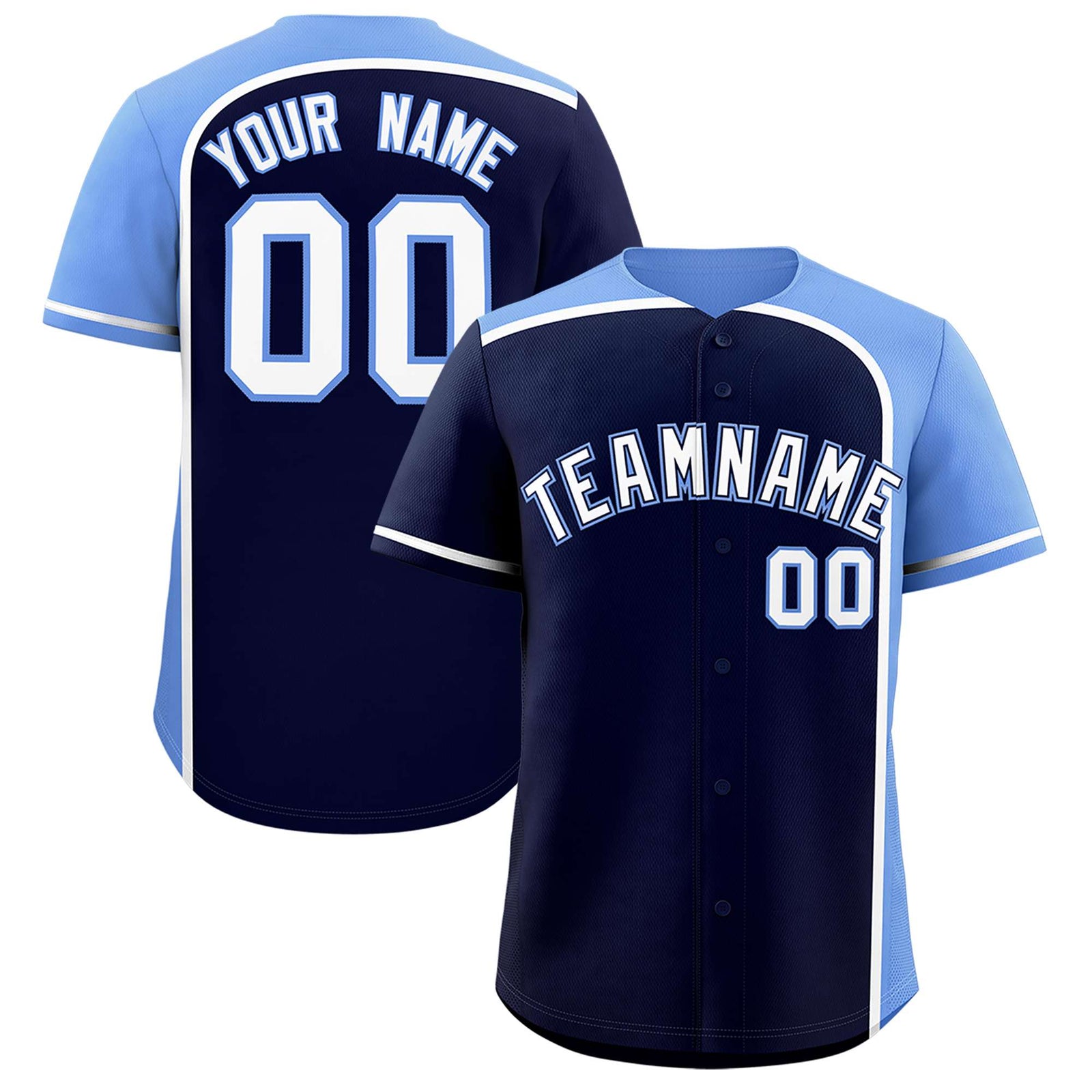 Custom Navy Light Blue Personalized Color Block Authentic Baseball jersey