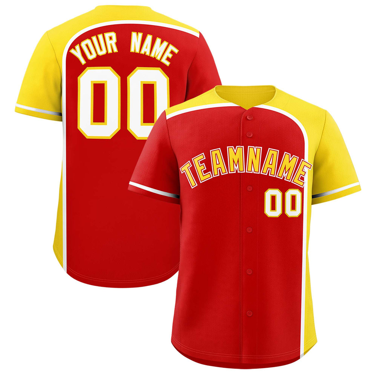 Custom Red Gold Personalized Color Block Authentic Baseball jersey